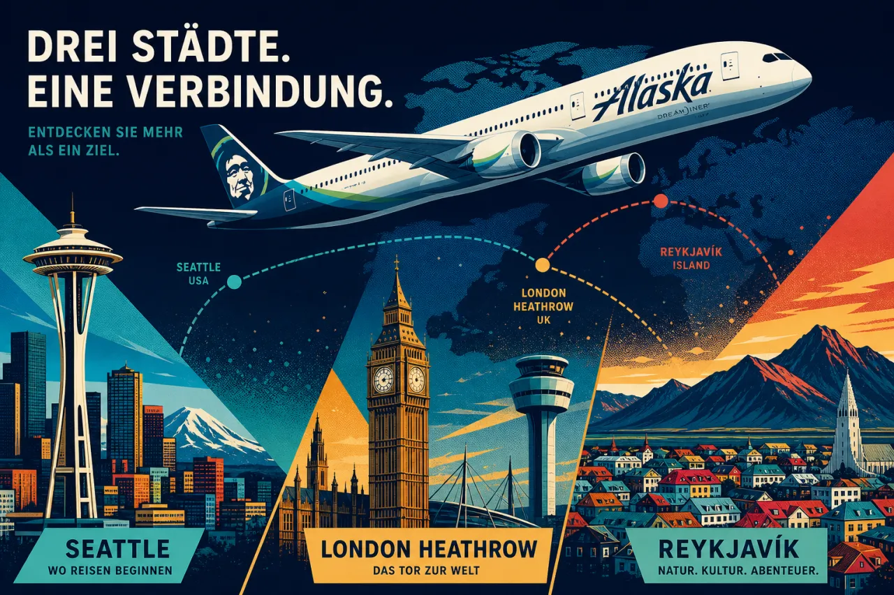 Alaska Airlines fliegt jetzt nonstop von Seattle nach London und Reykjavík