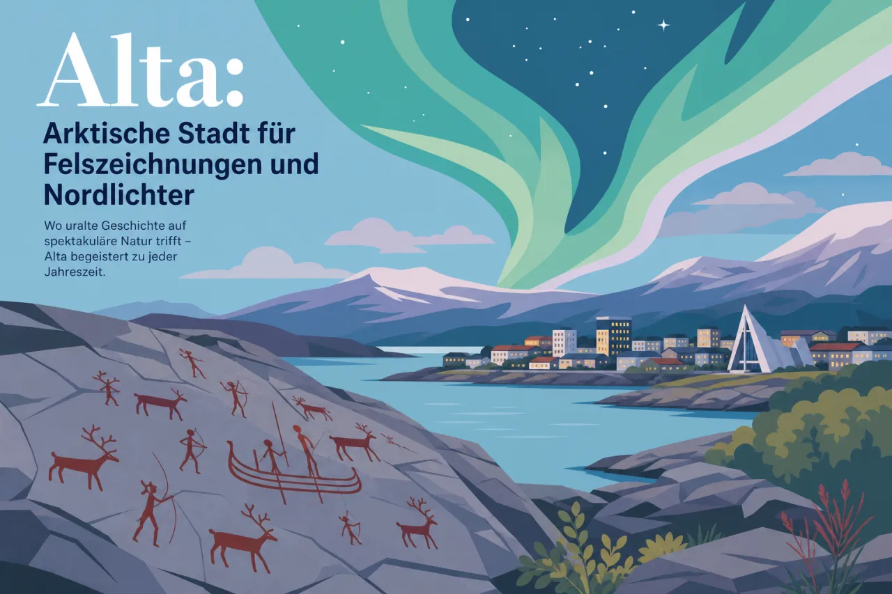 Alta: Arktische Stadt für Felszeichnungen und Nordlichter