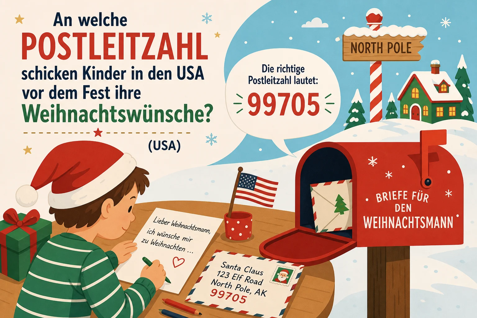 An welche Postleitzahl schicken Kinder in den USA vor dem Fest ihre Weihnachtswünsche?