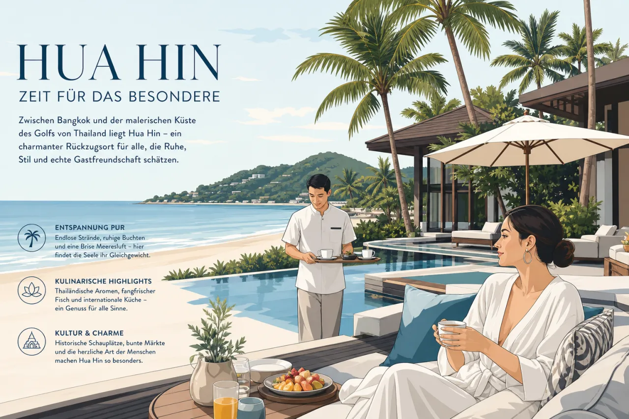 Anantara Resort in Hua Hin mit Strand, Palmen und ruhiger Ferienatmosphäre