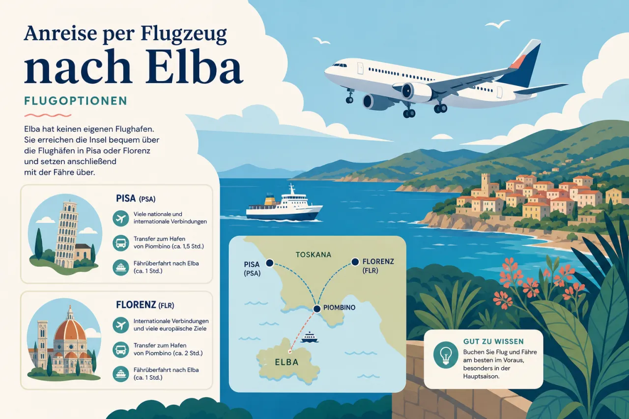Anreise per Flugzeug nach Elba: Flugoptionen und sinnvolle Routen