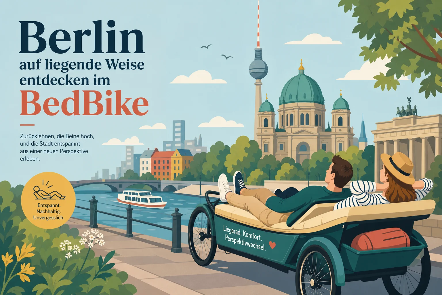 Berlin auf liegende Weise entdecken im gemütlichen BedBike