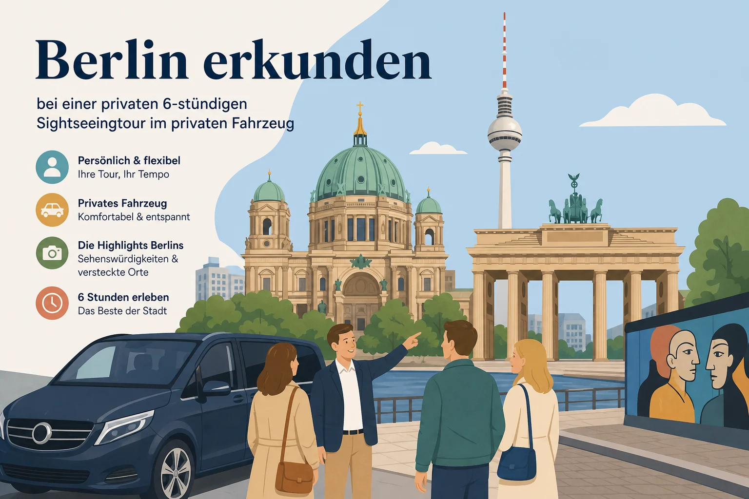Berlin erkunden bei einer privaten 6-stündigen Sightseeingtour im privaten Fahrzeug