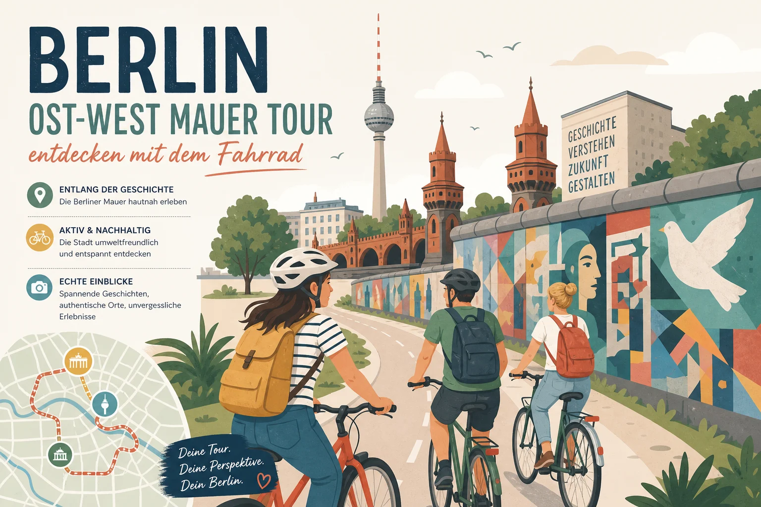 Berlin Ost-West-Mauer-Tour mit dem Fahrrad