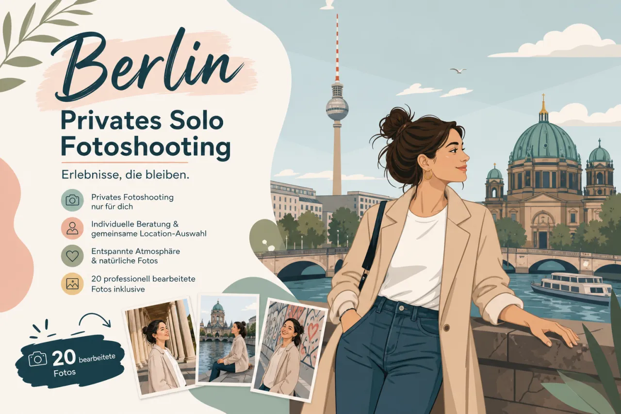 Berlin Privates Solo Fotoshooting mit 20 bearbeiteten Fotos