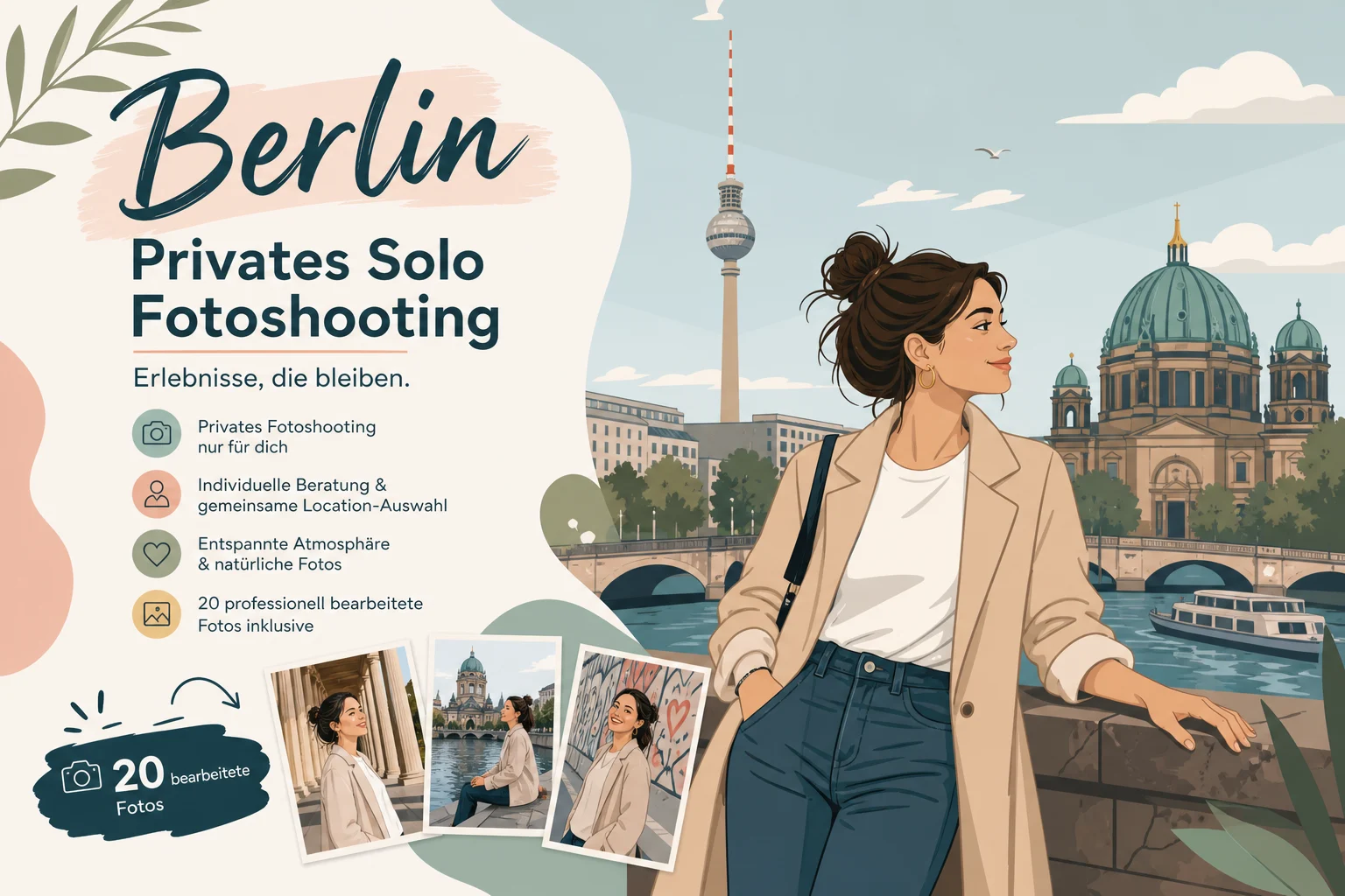 Berlin Privates Solo Fotoshooting mit 20 bearbeiteten Fotos