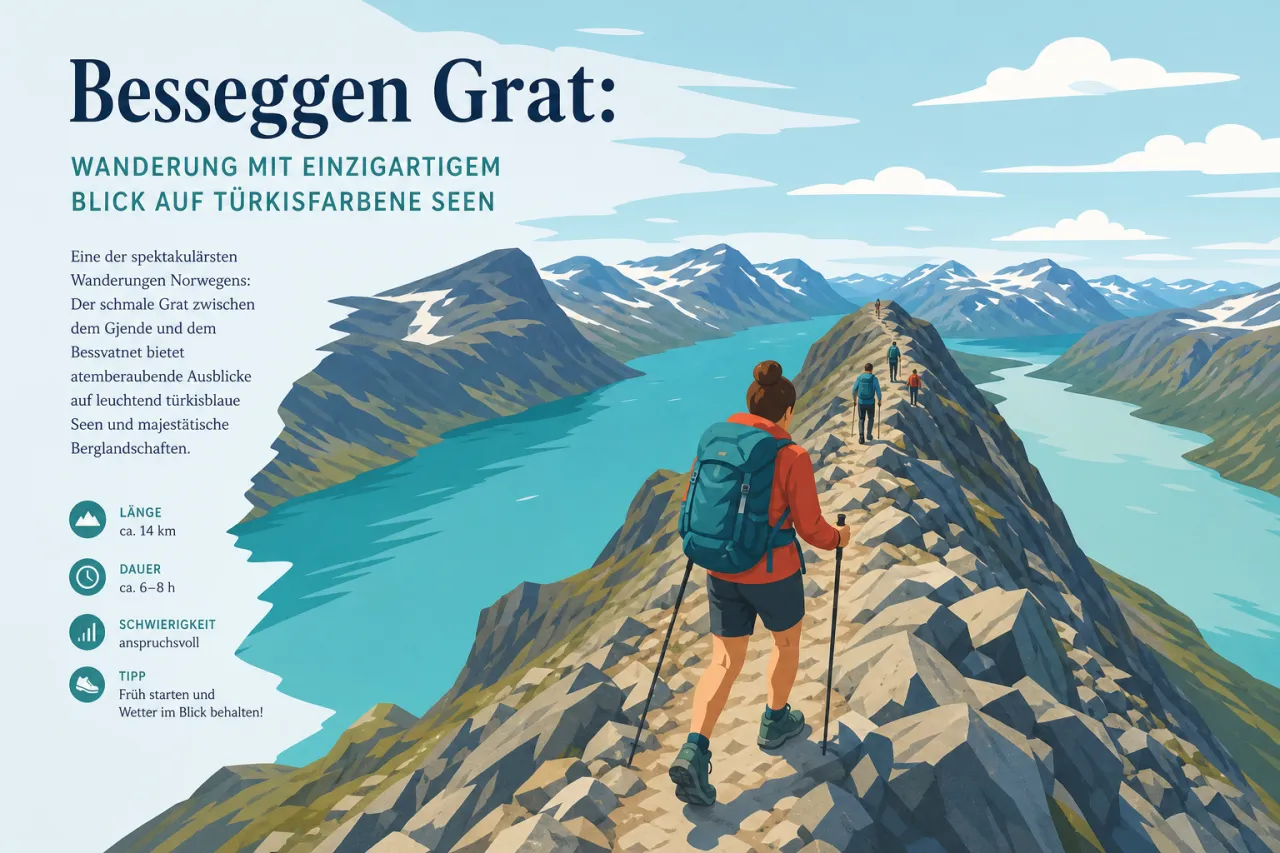 Besseggen Grat: Wanderung mit Blick auf Gjende und Bessvatnet