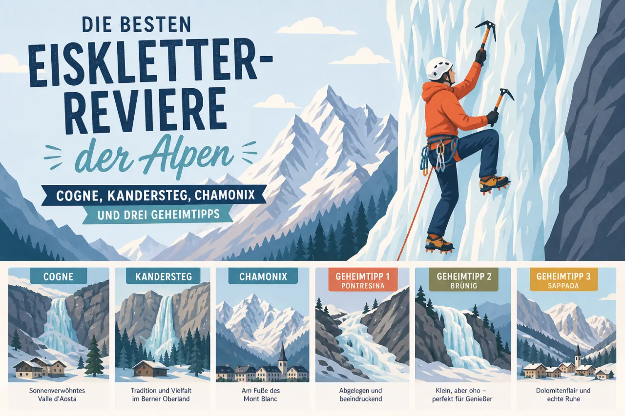 Die besten Eiskletter-Reviere der Alpen: Cogne, Kandersteg, Chamonix und drei Geheimtipps