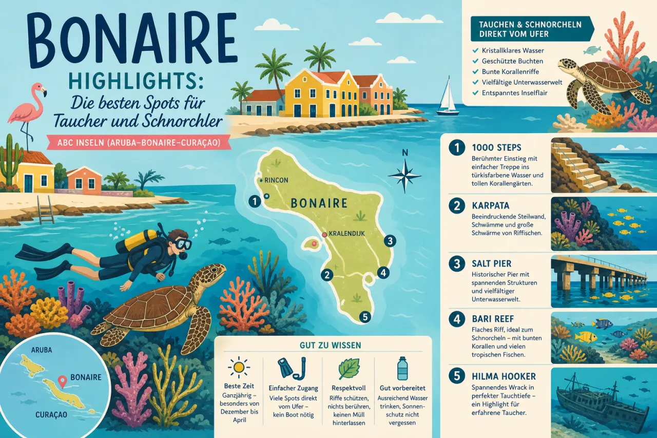 Bonaire Highlights: Die besten Spots für Taucher und Schnorchler
