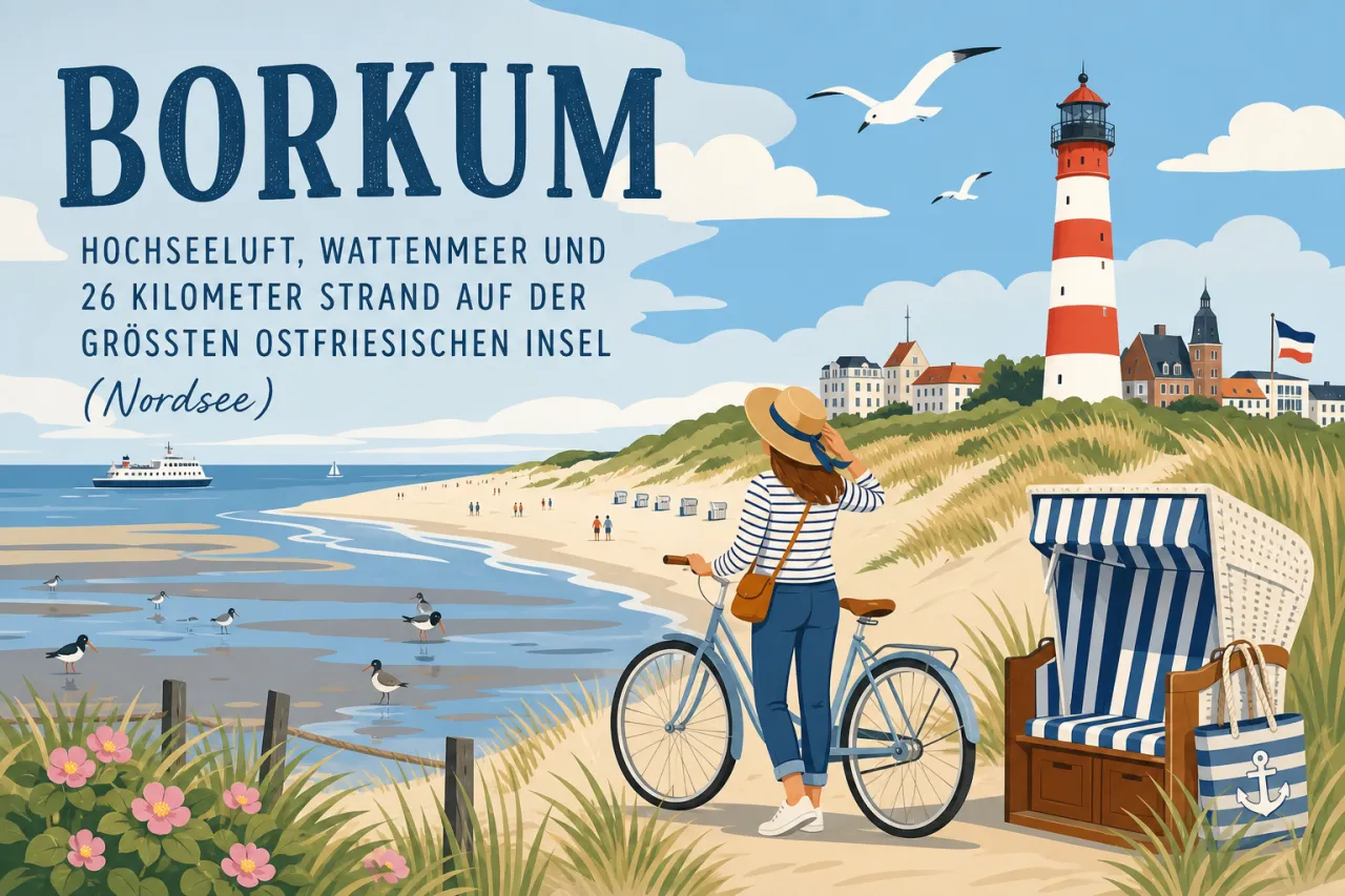 Borkum: Hochseeluft, Wattenmeer und 26 Kilometer Strand auf der größten Ostfriesischen Insel
