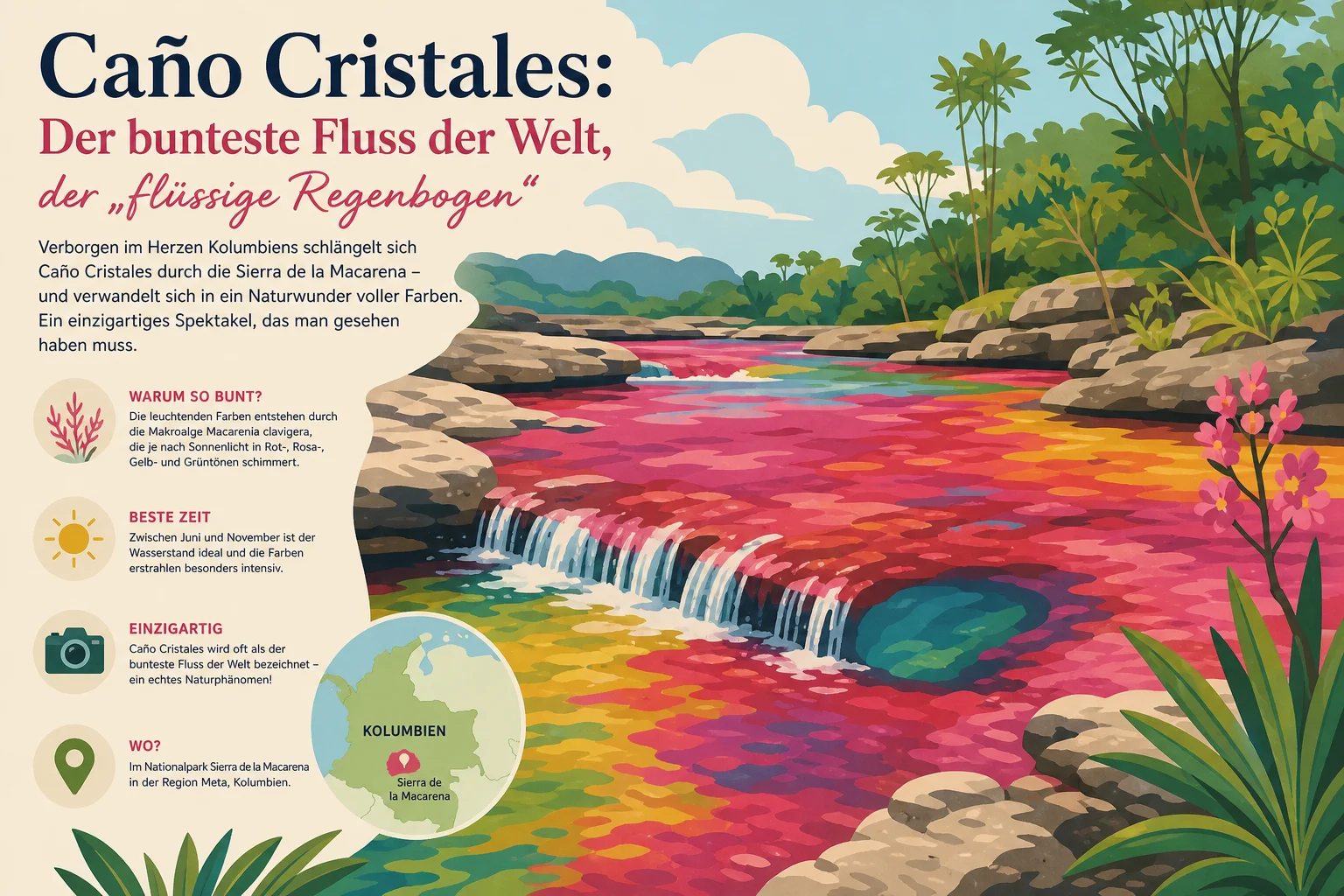 Caño Cristales: Der bunteste Fluss der Welt, der flüssige Regenbogen