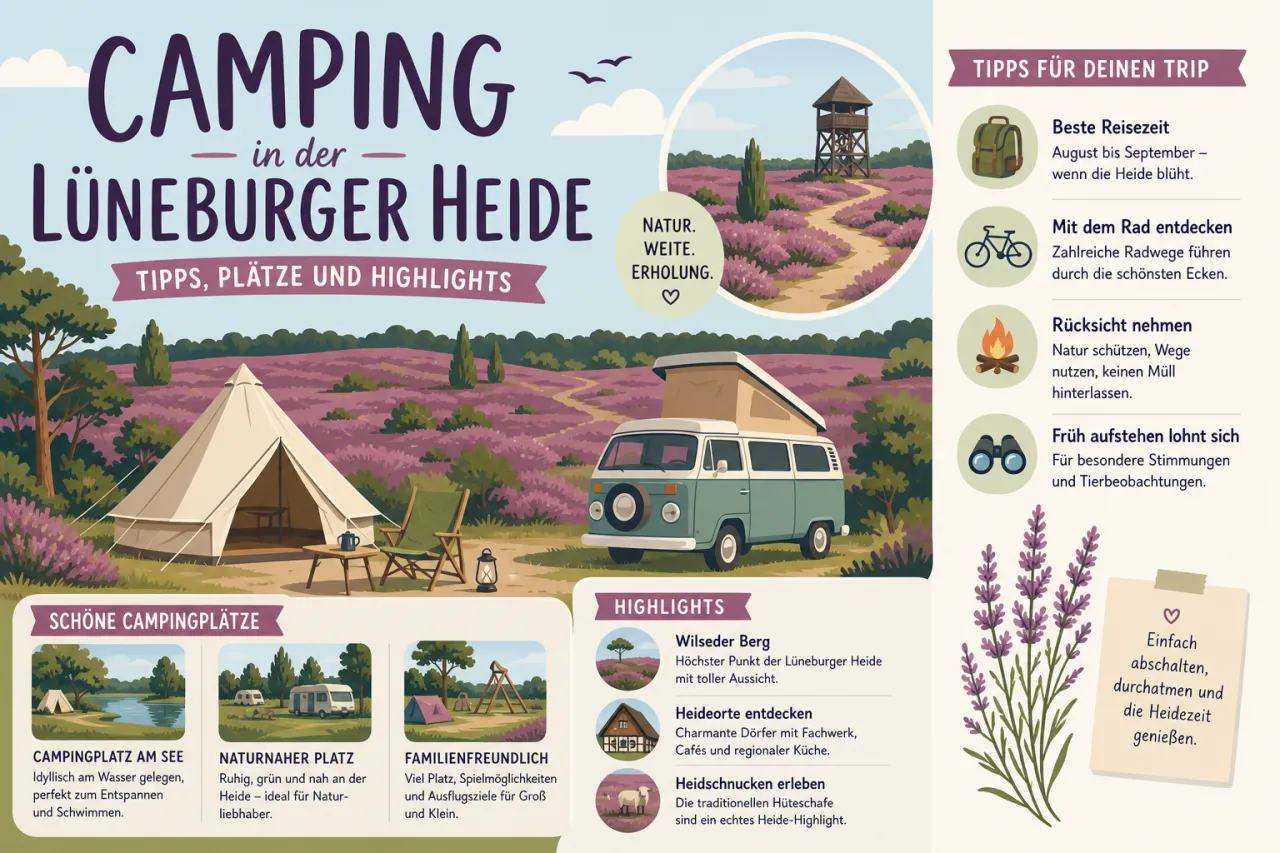 Camping in der Lüneburger Heide: Tipps, Plätze und Highlights