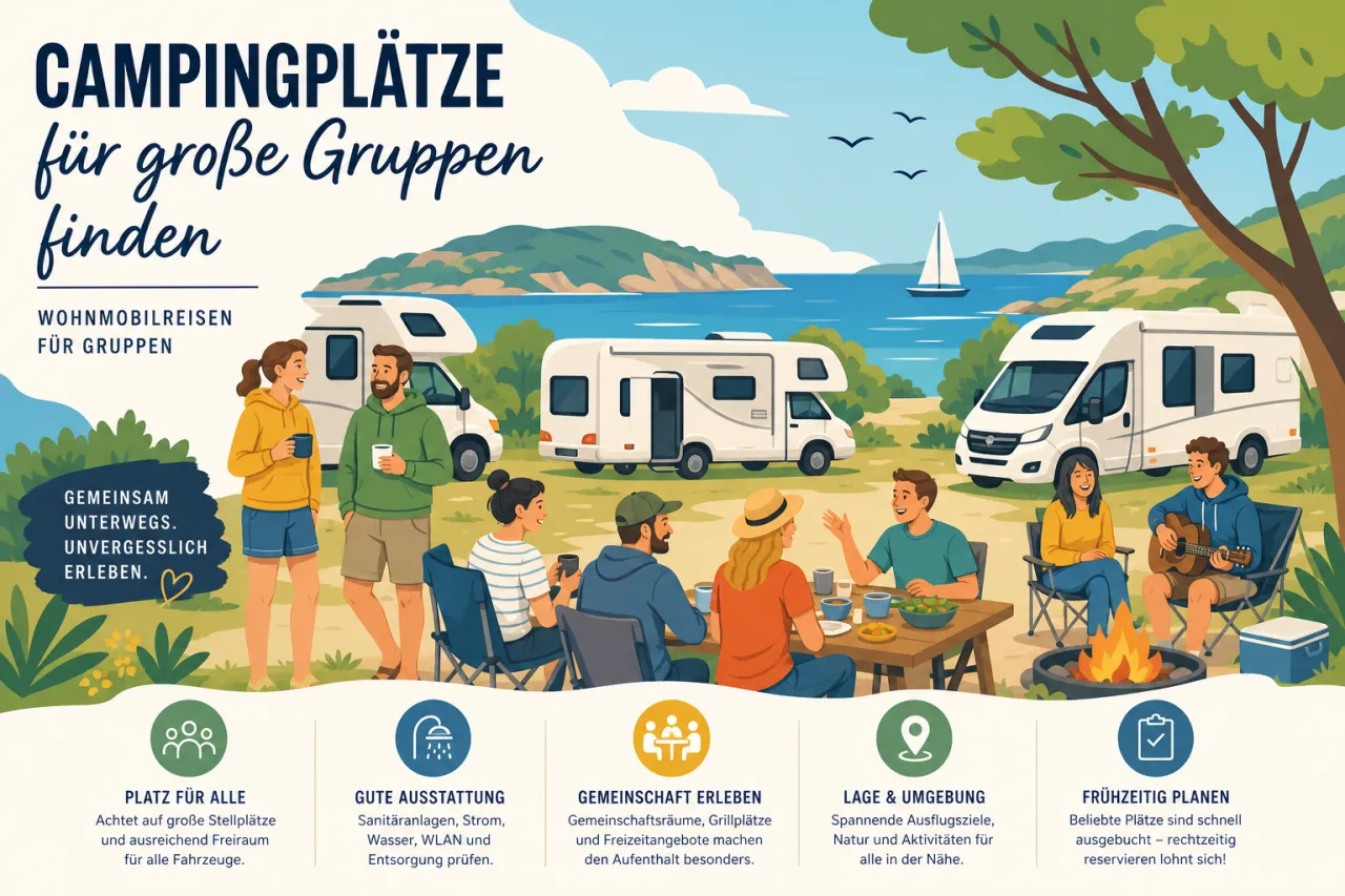Campingplätze für große Gruppen finden