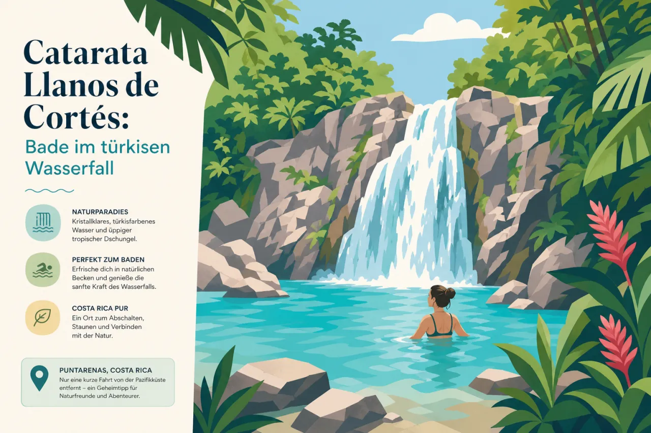 Catarata Llanos de Cortés: Bade im türkisen Wasserfall