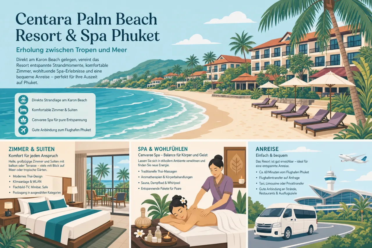 Centara Palm Beach Resort & Spa Phuket: Strandlage, Zimmer, Spa und Anreise