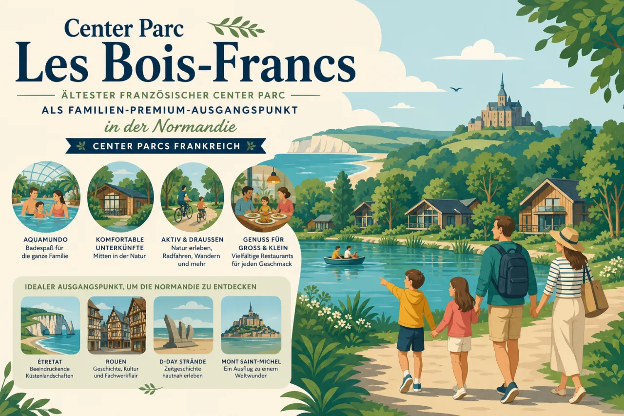 Center Parc Les Bois-Francs: Ältester französischer Center Parc als Familien-Premium-Ausgangspunkt in der Normandie