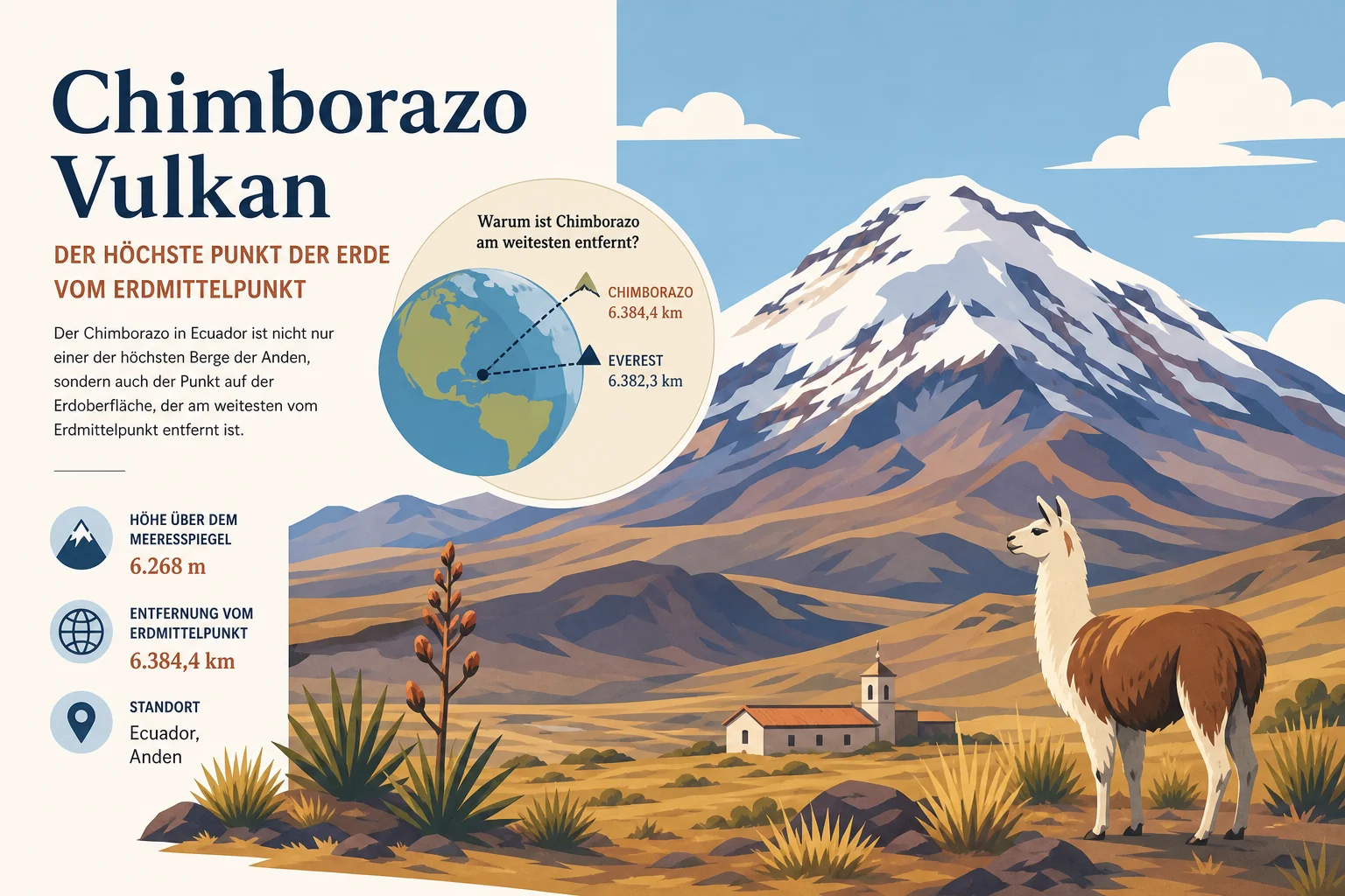Chimborazo Vulkan: Der höchste Punkt der Erde vom Erdmittelpunkt