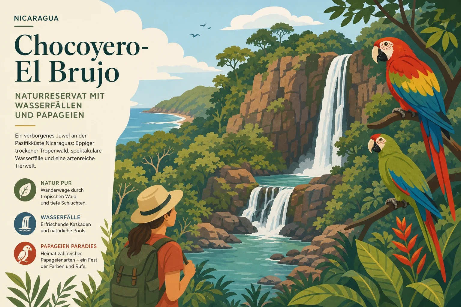 Chocoyero-El Brujo: Naturreservat mit Wasserfällen und Papageien