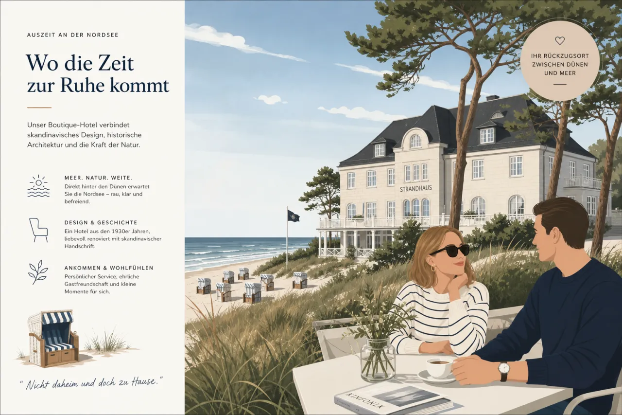 Strandpromenade Hornbæk mit Blick auf die dänische Nordküste, Ostsee im Hintergrund