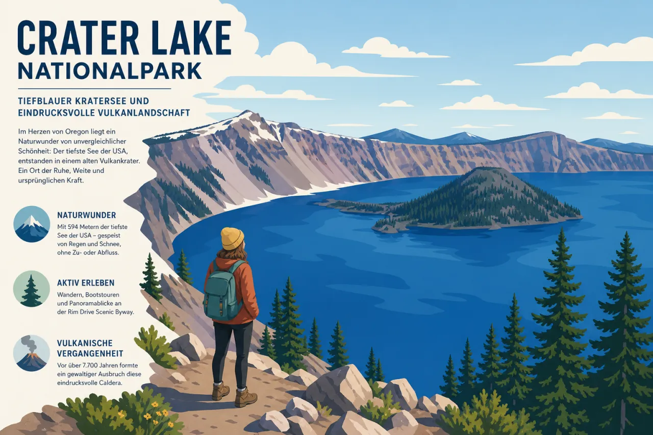 Crater Lake Nationalpark: Tiefblauer Kratersee und beeindruckende Vulkanlandschaft