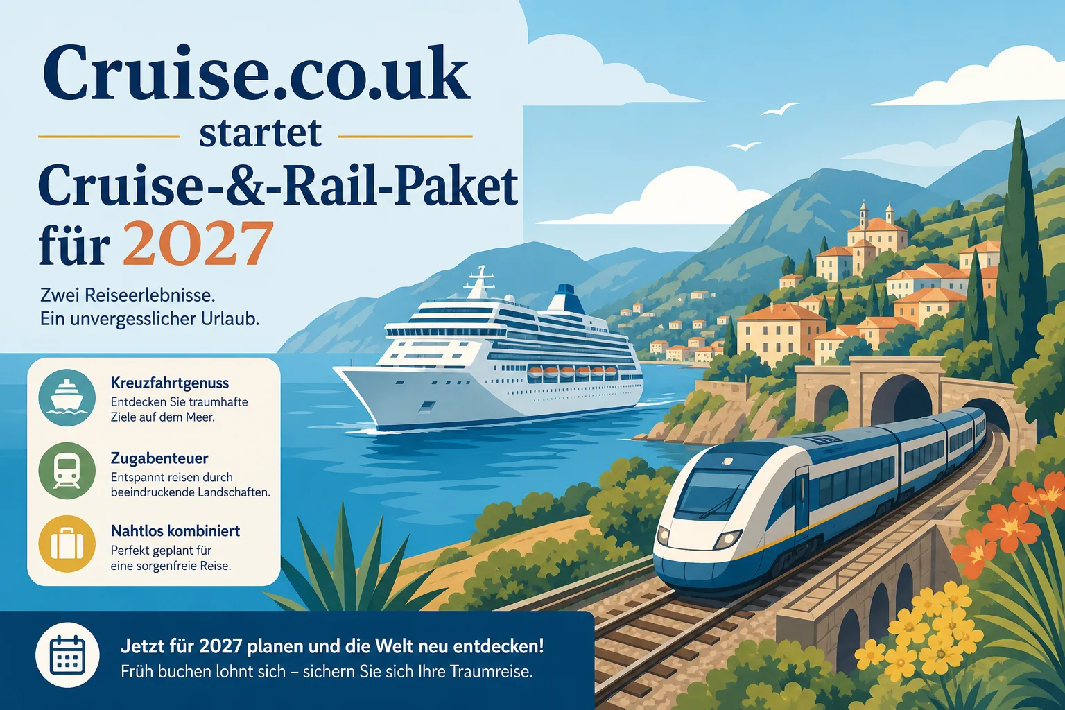 Cruise.co.uk startet Cruise-&-Rail-Paket für 2027