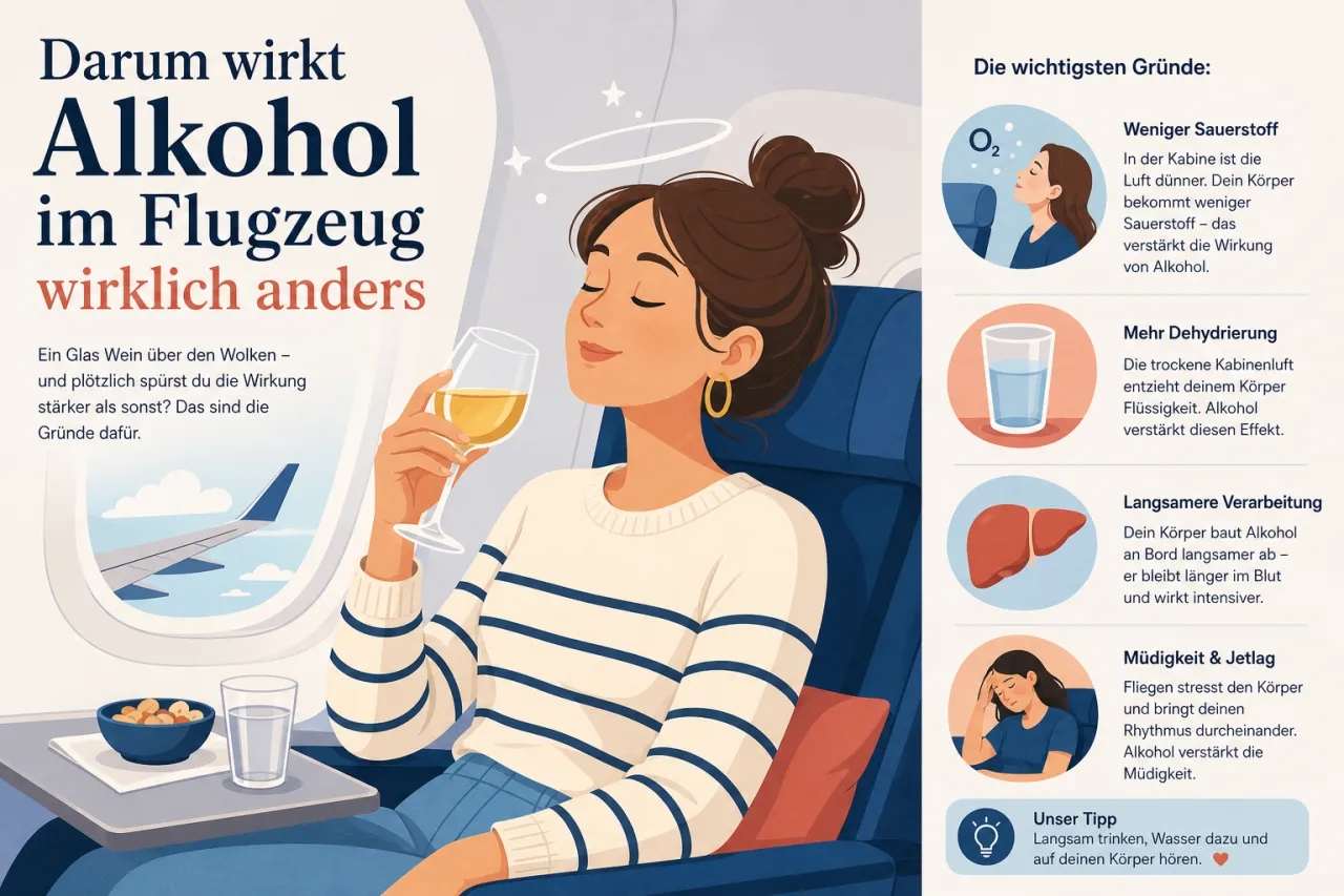 Darum wirkt Alkohol im Flugzeug wirklich anders