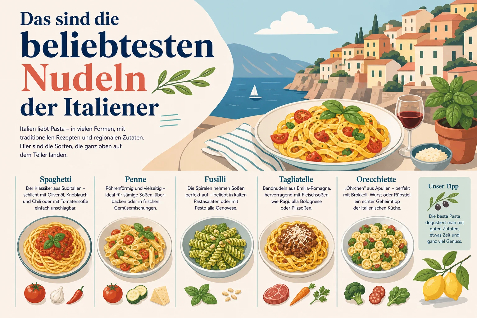 Das sind die beliebtesten Nudeln der Italiener