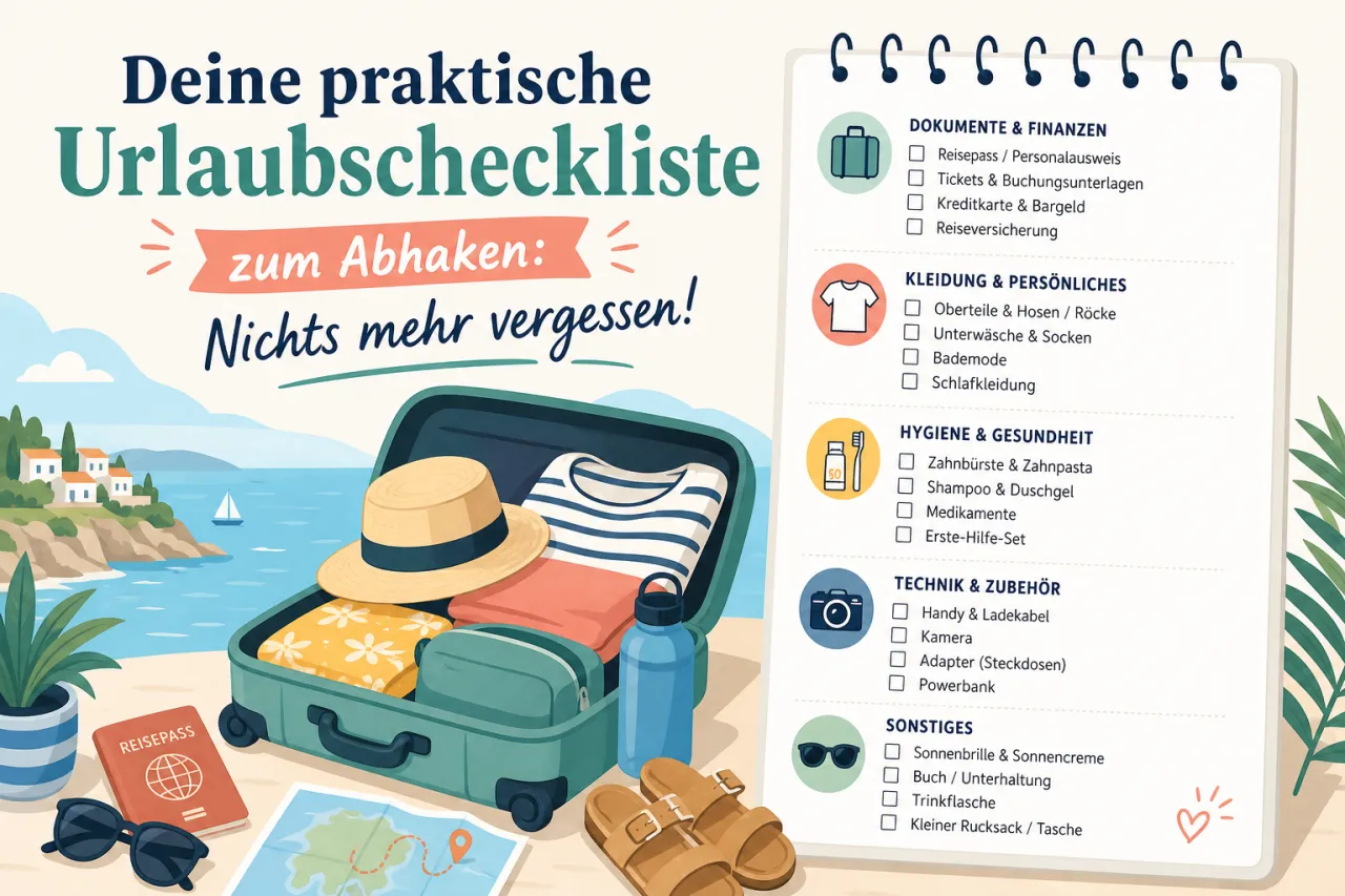 Deine praktische Urlaubscheckliste zum Abhaken: Nichts mehr vergessen!