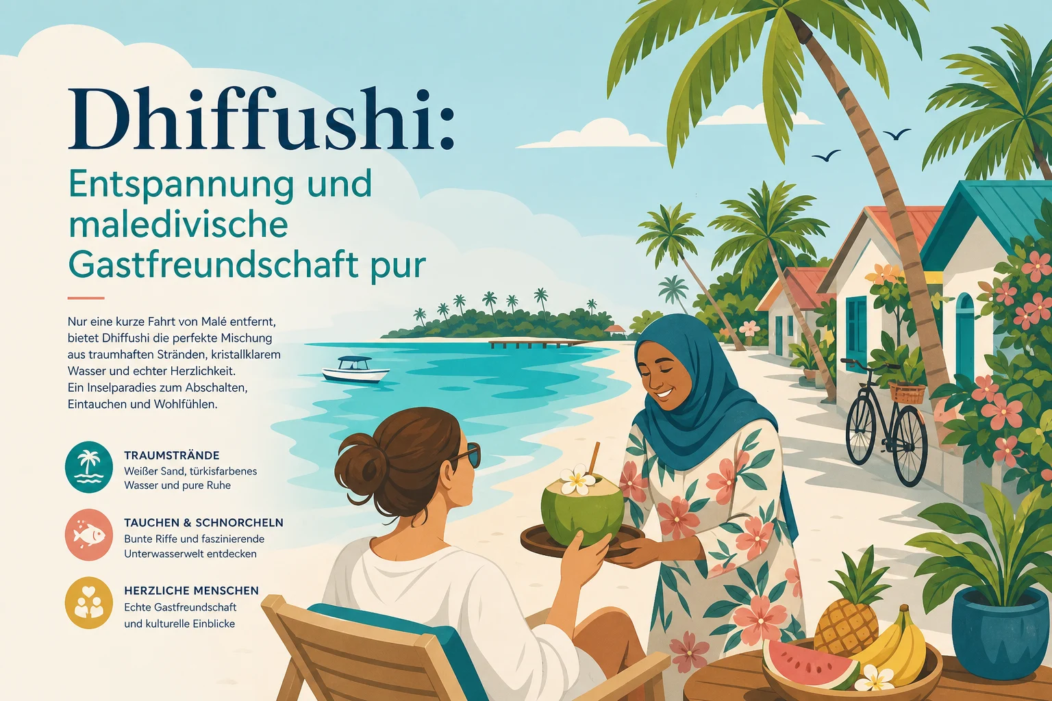 Dhiffushi: Entspannung und maledivische Gastfreundschaft pur