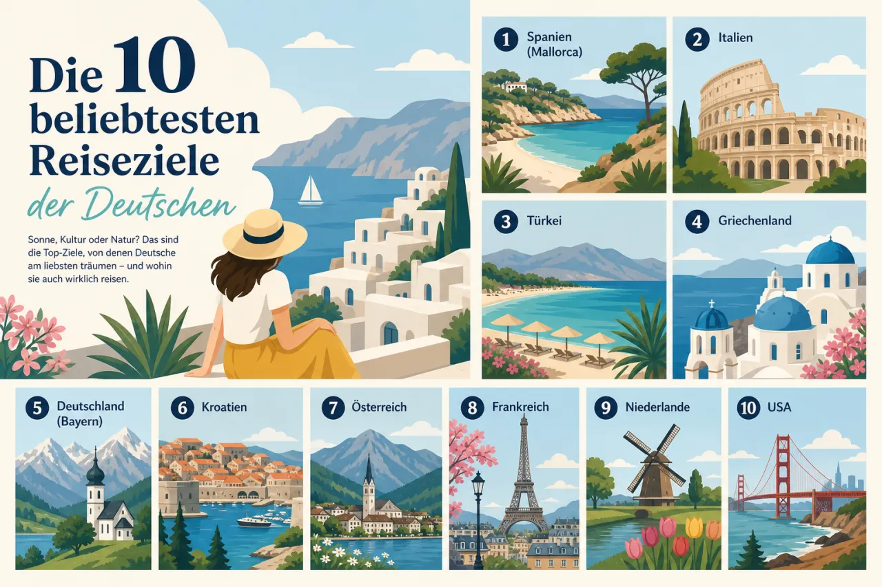 Die 10 beliebtesten Reiseziele der Deutschen