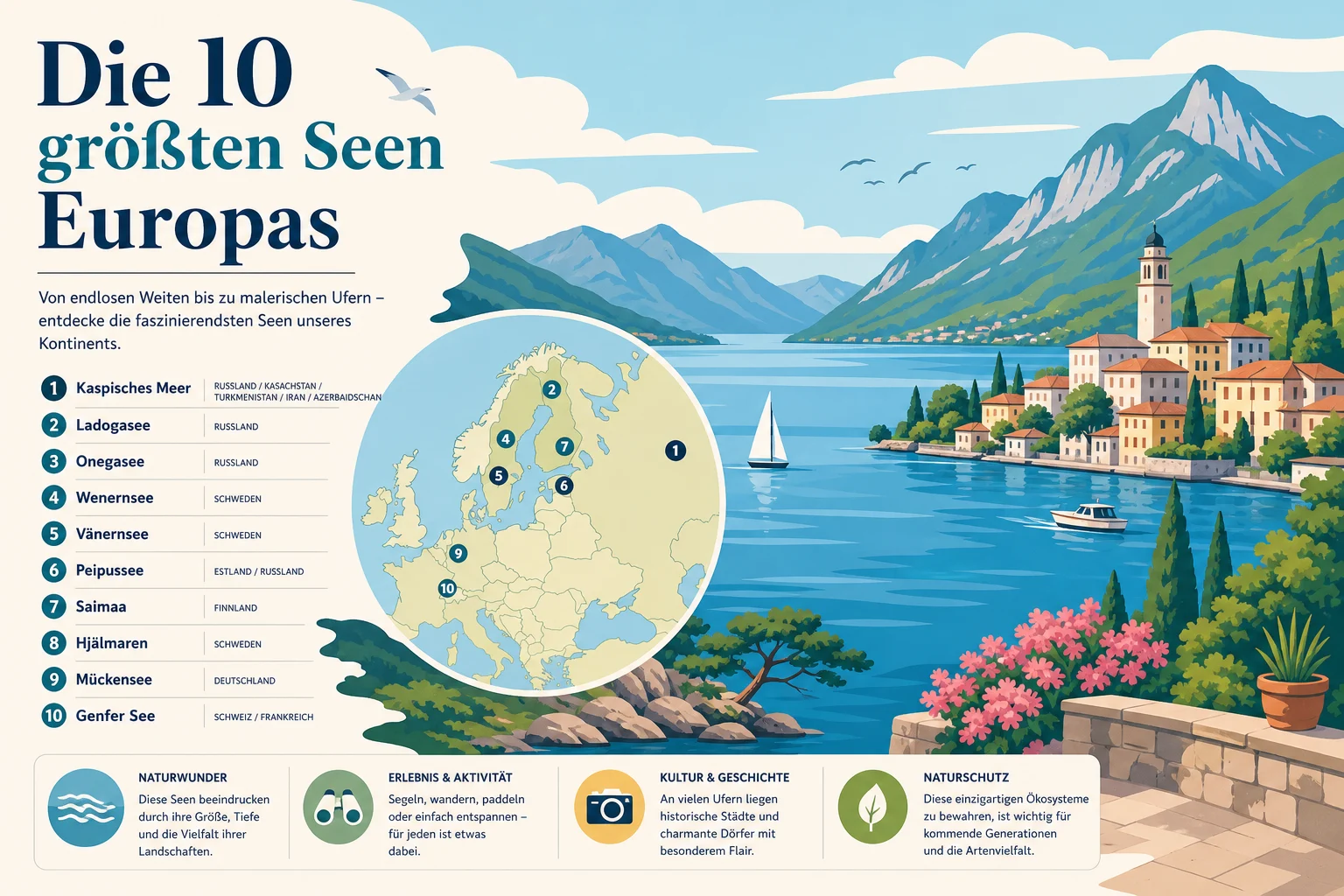 Die 10 größten Seen Europas