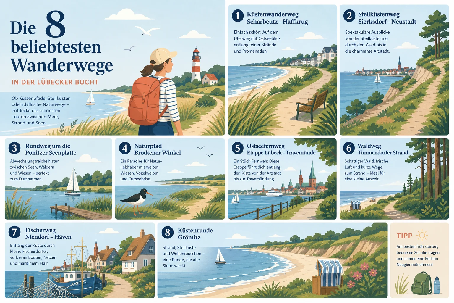 Die 8 beliebtesten Wanderwege in der Lübecker Bucht