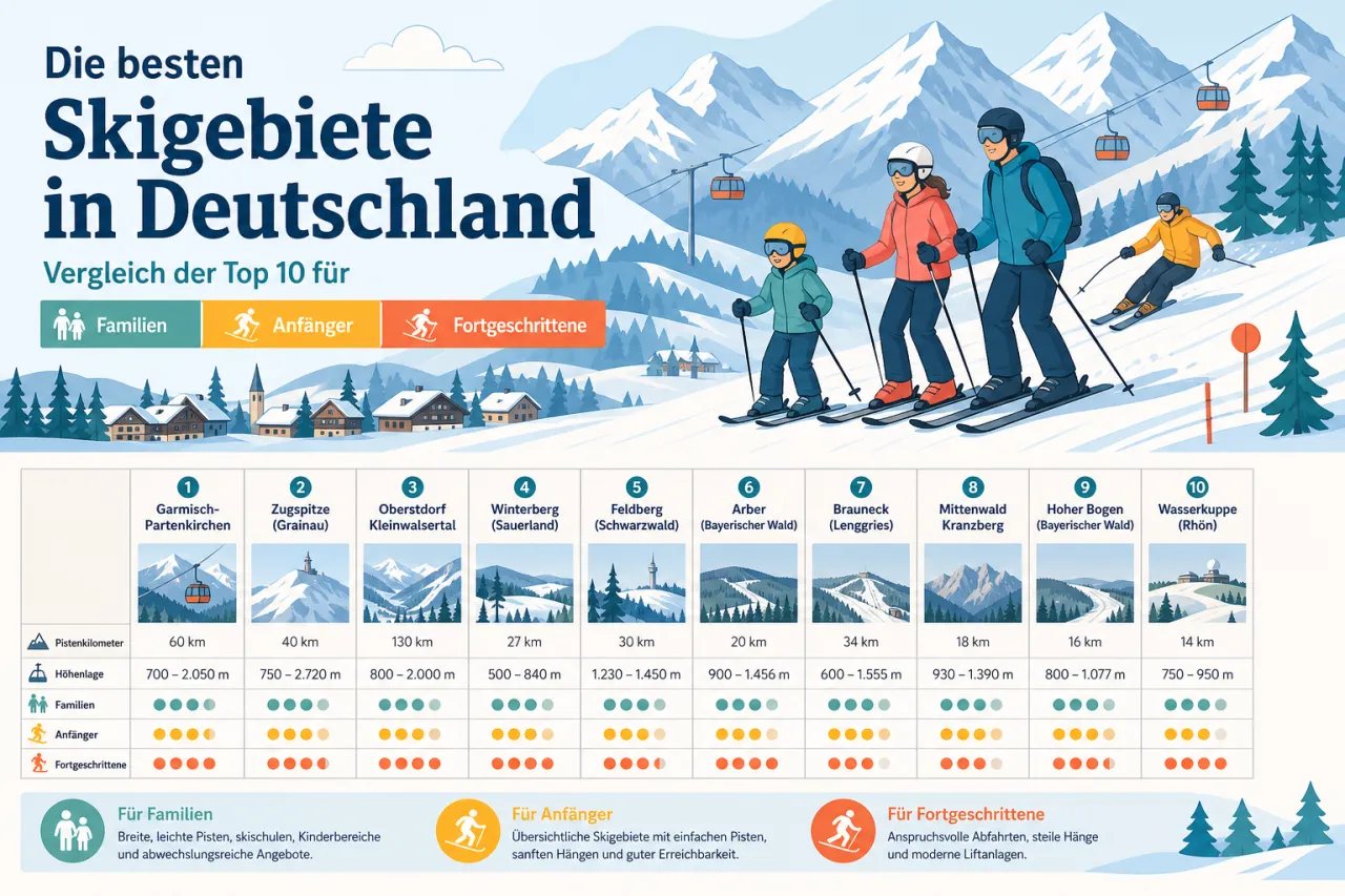 Die besten Skigebiete in Deutschland: Vergleich der Top 10 für Familien, Anfänger und Fortgeschrittene
