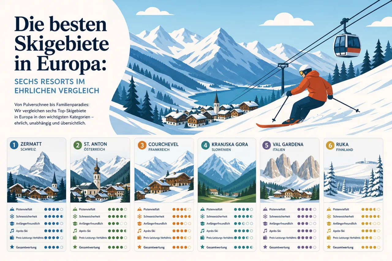 Die besten Skigebiete in Europa: Sechs Resorts im ehrlichen Vergleich