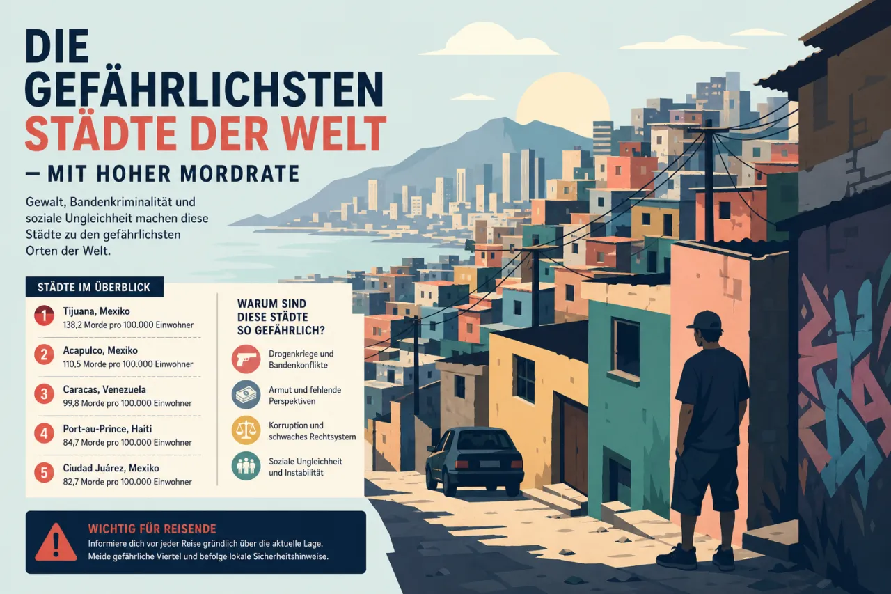 Die gefährlichsten Städte der Welt mit hoher Mordrate