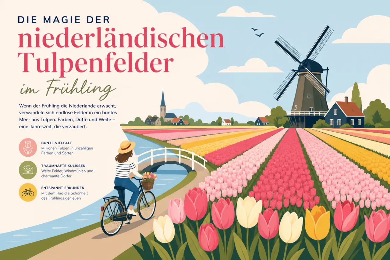 Die Magie der niederländischen Tulpenfelder im Frühling