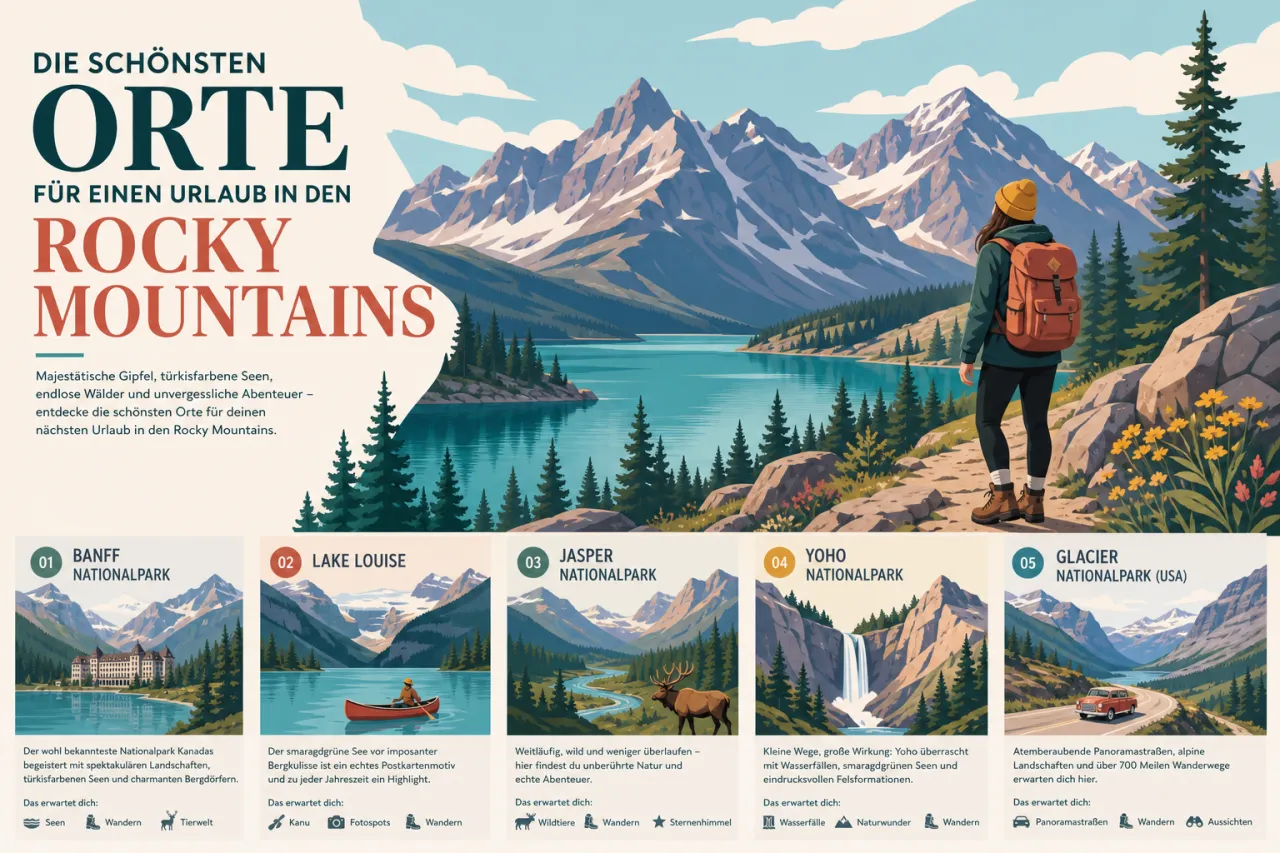 Die schönsten Orte für einen Urlaub in den Rocky Mountains