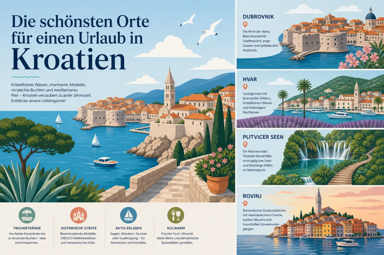 Die schönsten Orte für einen Urlaub in Kroatien