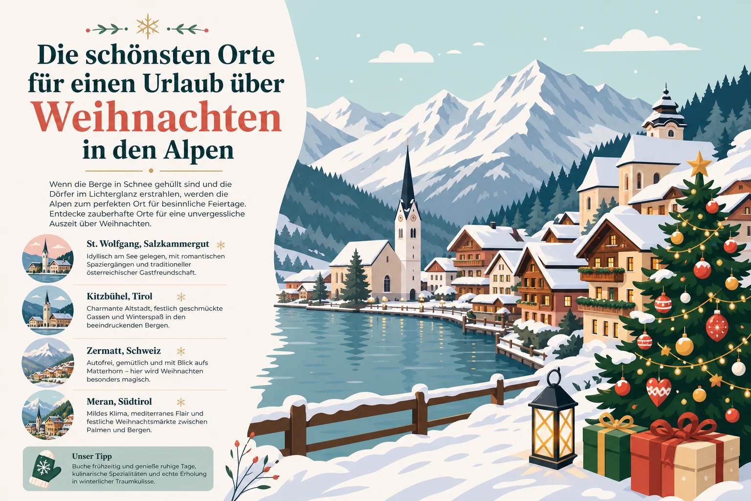 Die schönsten Orte für einen Urlaub über Weihnachten in den Alpen