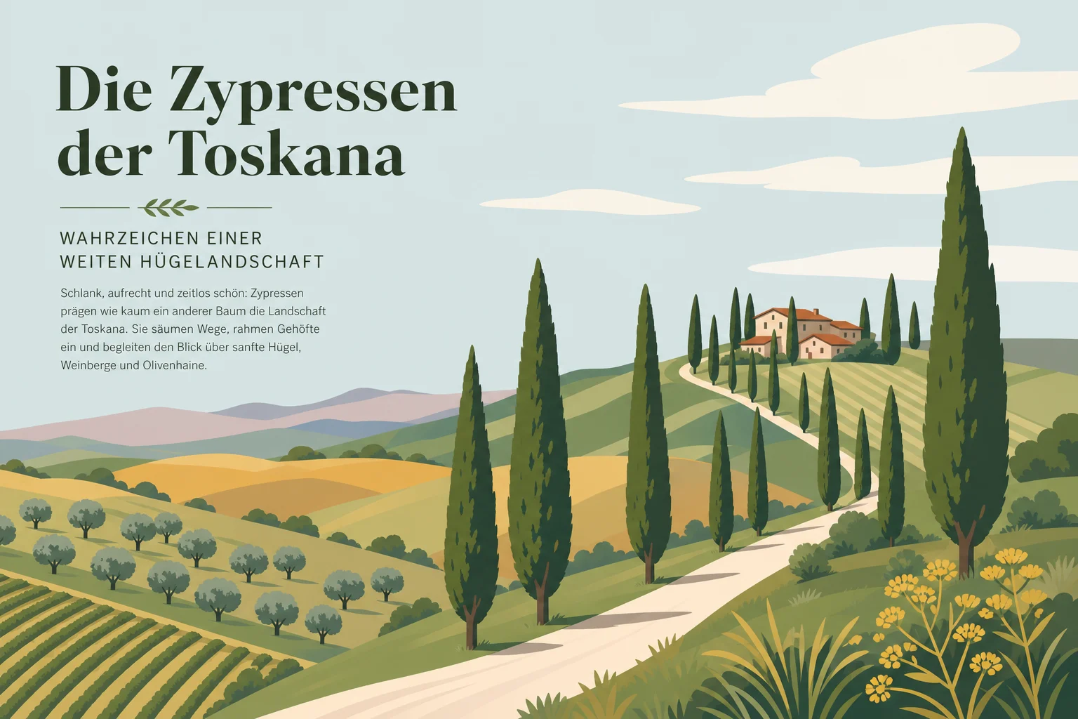 Die Zypressen der Toskana – Wahrzeichen einer weiten Hügellandschaft