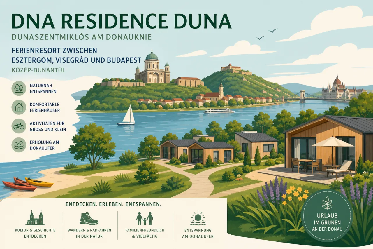 DNA Residence Duna in Dunaszentmiklós am Donauknie — Ferienresort zwischen Esztergom, Visegrád und Budapest in Közép-Dunántúl