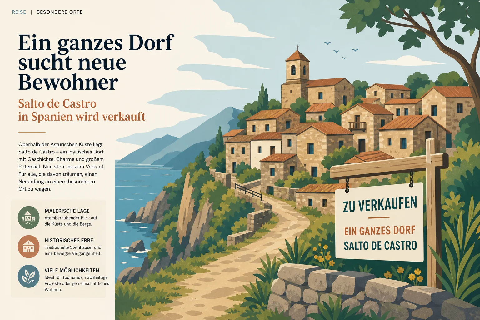 Dorf Salto de Castro in Spanien wird verkauft