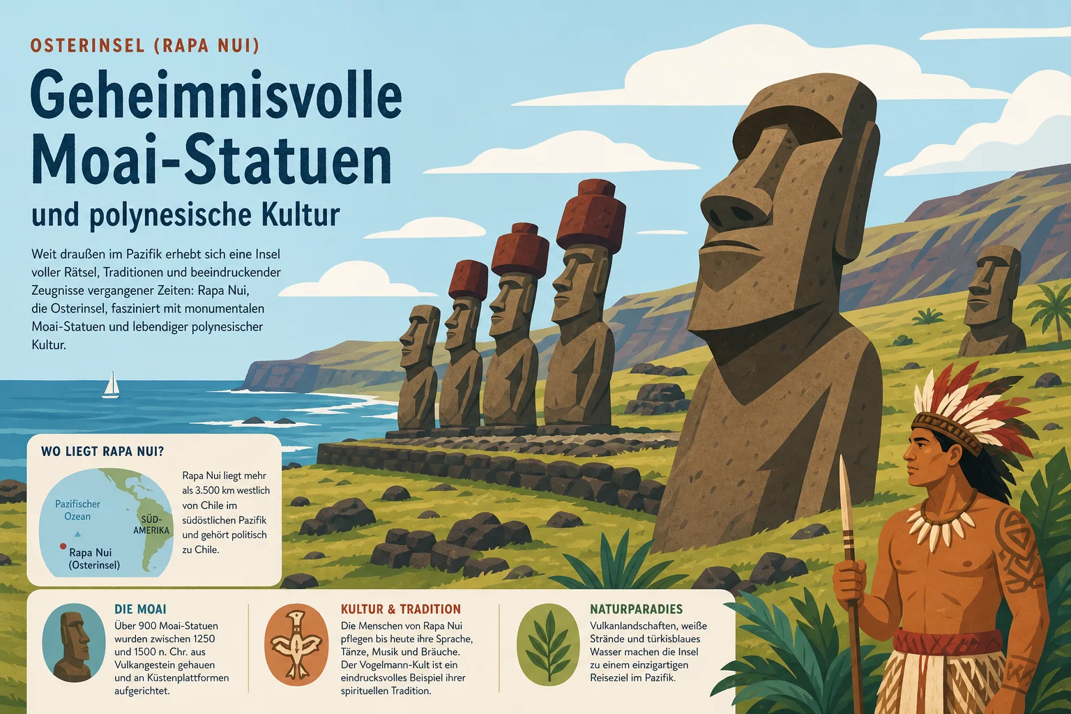 Easter Island (Rapa Nui): Geheimnisvolle Moai-Statuen und polynesische Kultur