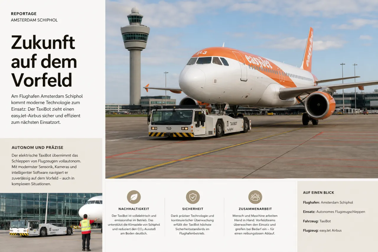 easyJet-Flugzeug am Vorfeld in Amsterdam Schiphol beim Rollvorgang