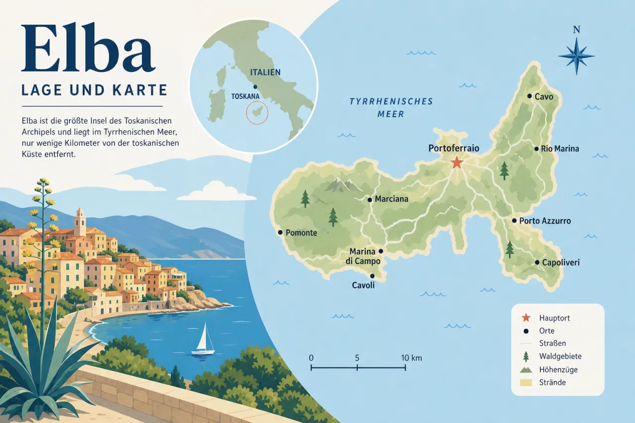 Elba Lage und Karte