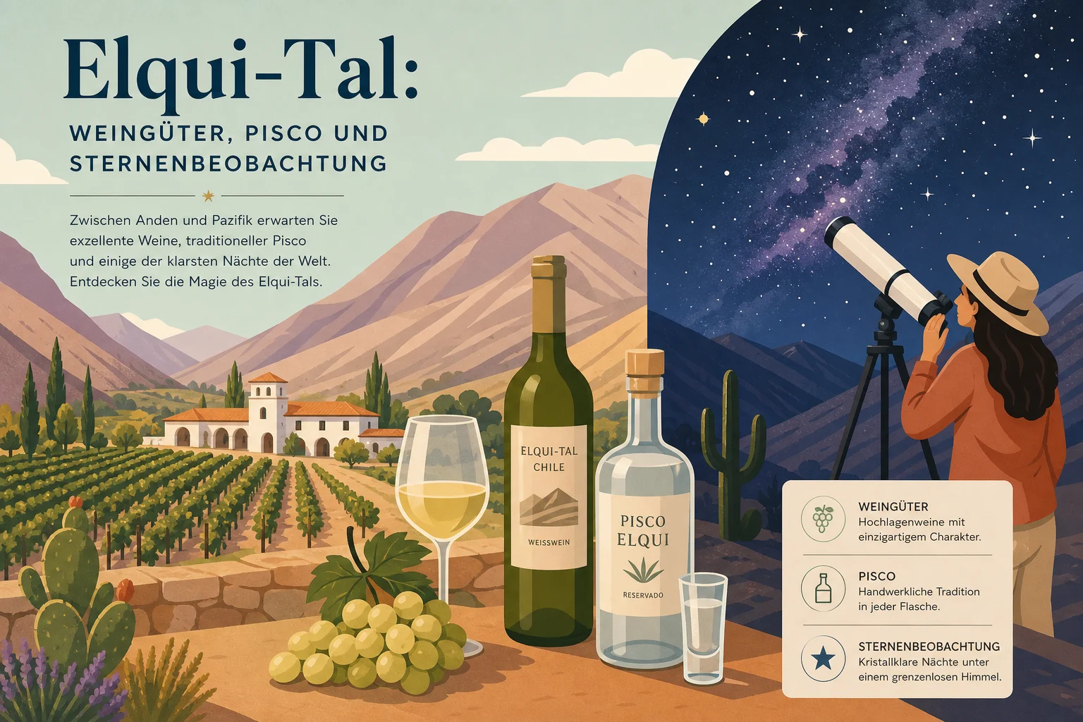 Elqui-Tal: Weingüter, Pisco und Sternenbeobachtung