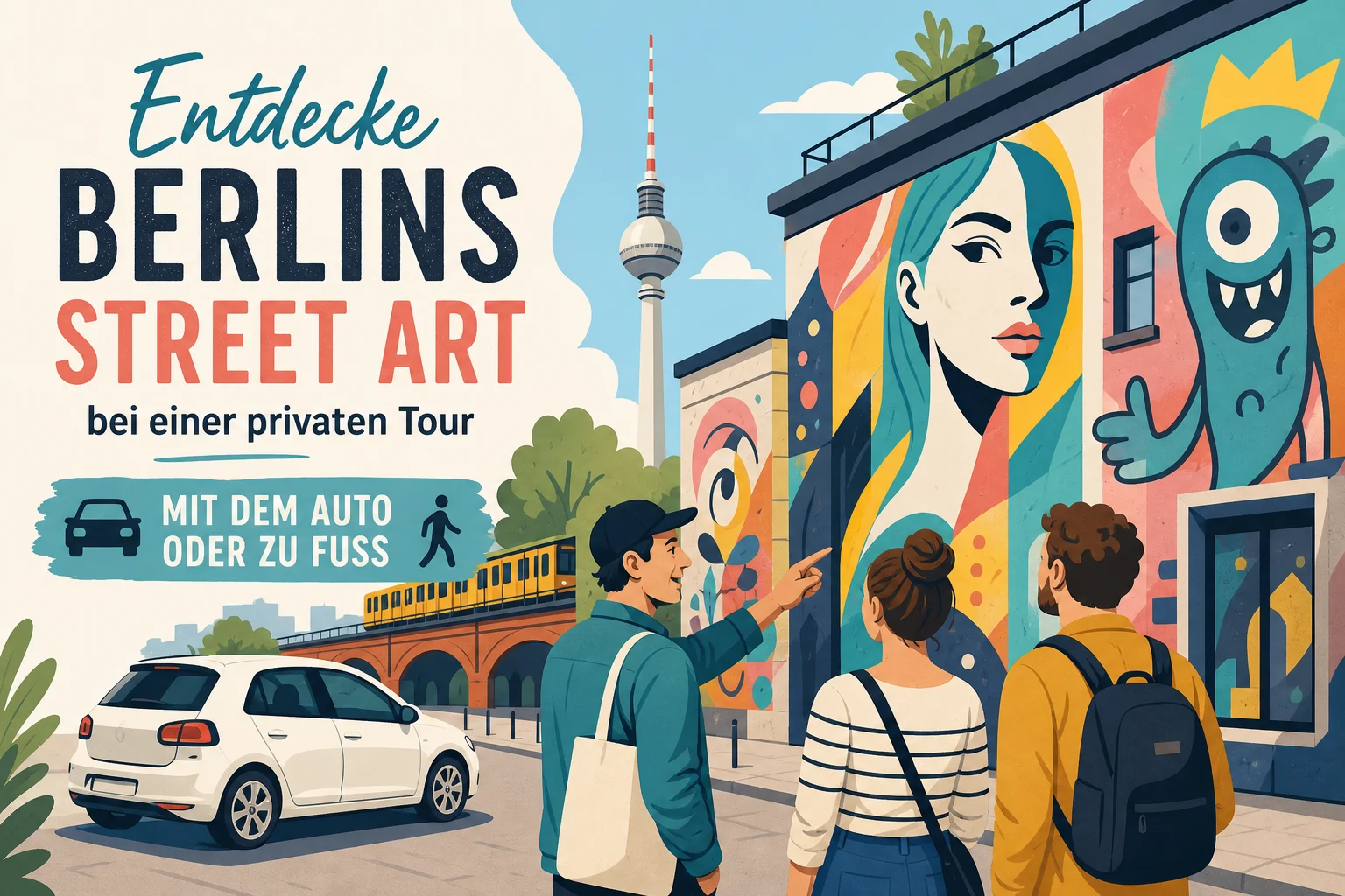 Entdecke Berlins Street Art bei einer privaten Tour mit dem Auto oder zu Fuß