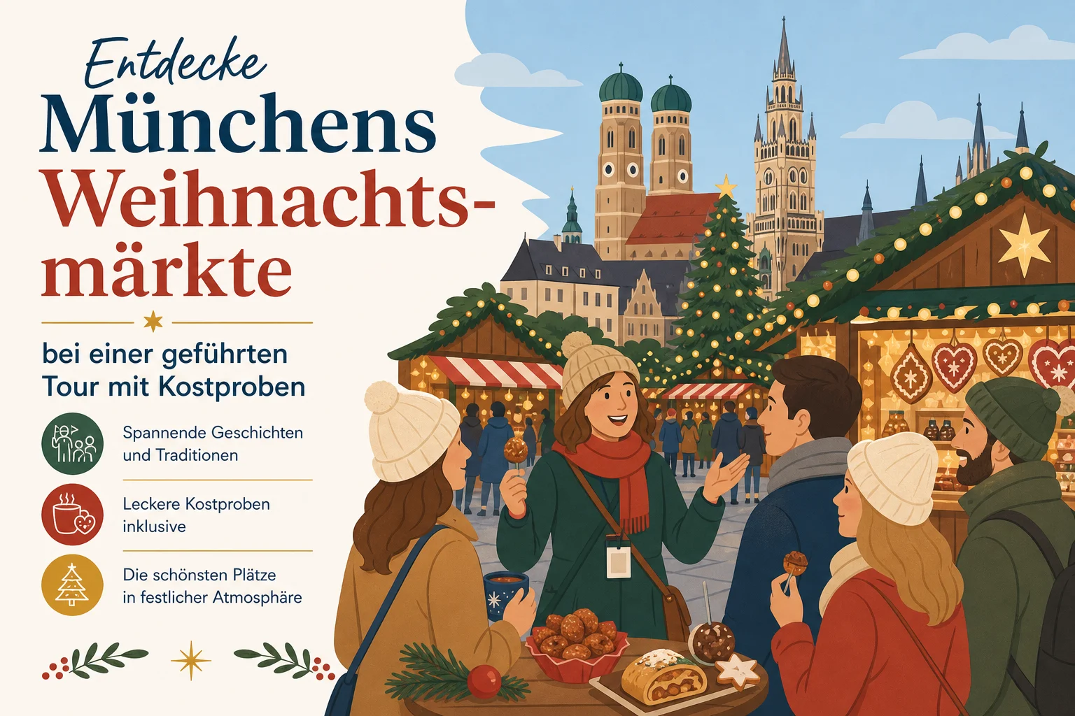 Entdecke Münchens Weihnachtsmärkte bei einer geführten Tour mit Kostproben