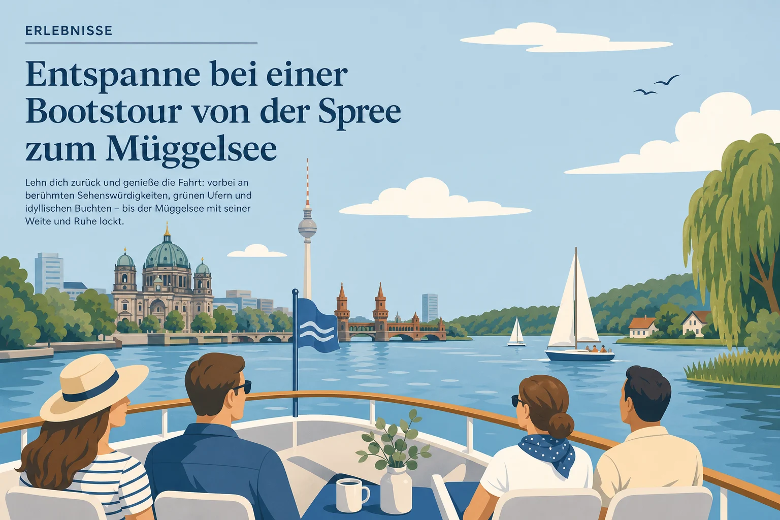 Entspanne bei einer Bootstour von der Spree zum Müggelsee