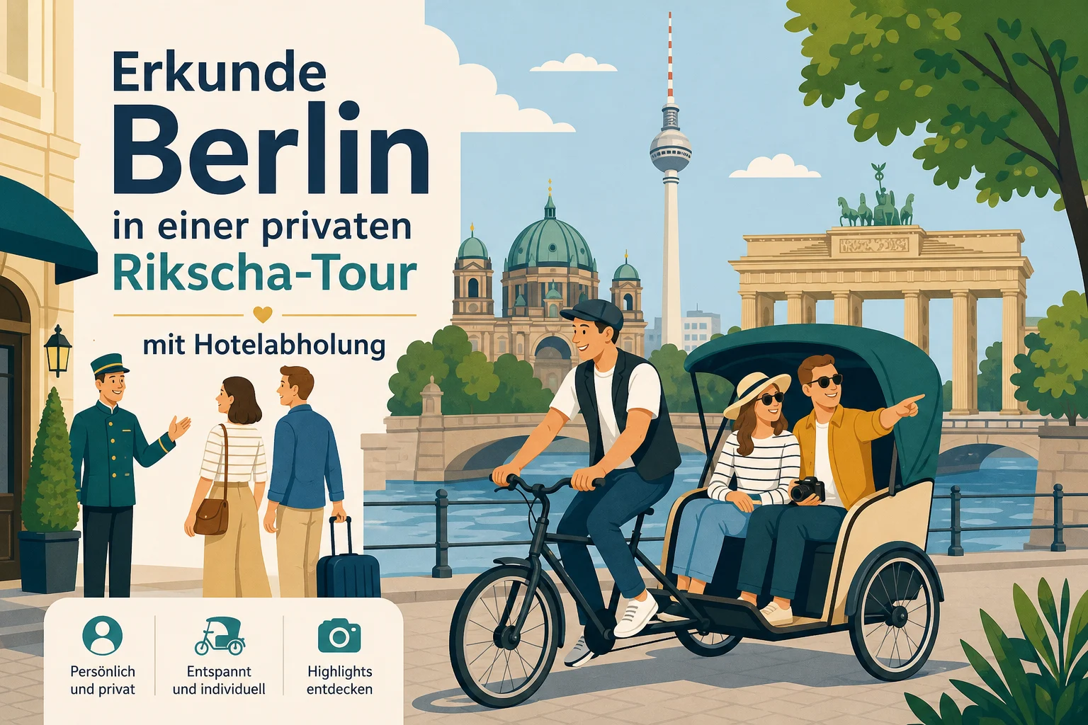 Erkunde Berlin in einer privaten Rikscha-Tour mit Hotelabholung